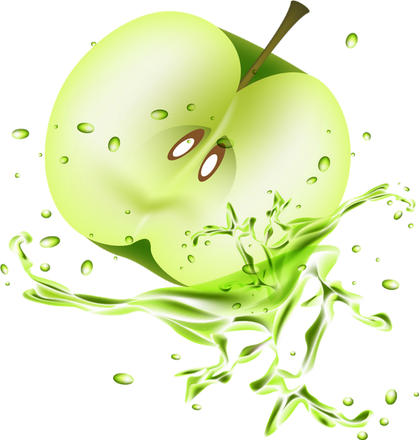 Green Apple Splash Artwork PNG image