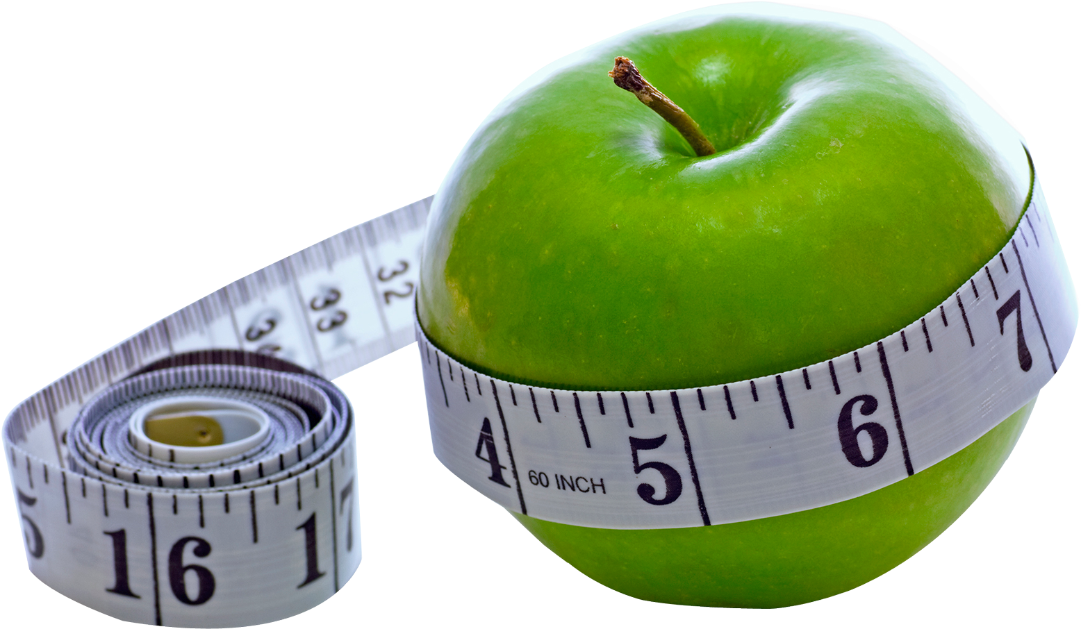 Green Apple With Measuring Tape PNG image