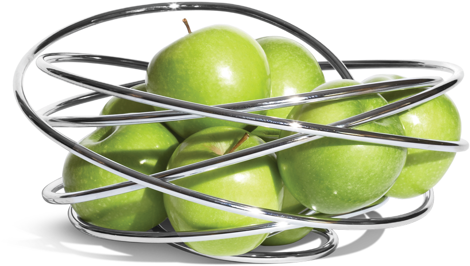 Green Apples Encircledby Metal Rings PNG image