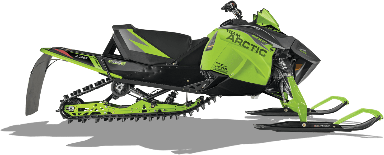 Green Arctic Cat Snowmobile PNG image