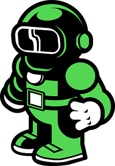 Green Astronaut Cartoon Character PNG image