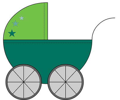 Green Baby Stroller Vector PNG image