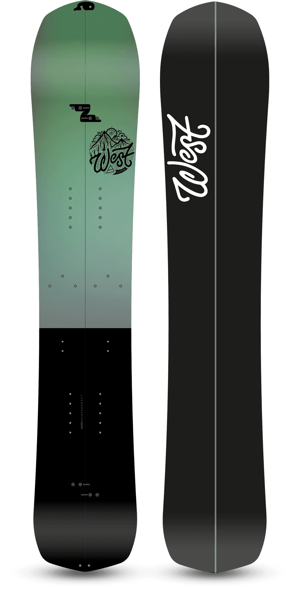 Green Black Snowboard Design PNG image