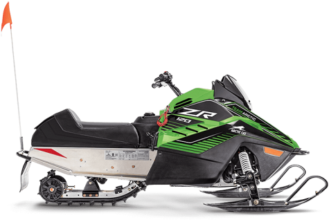 Green Black Snowmobile Profile View PNG image