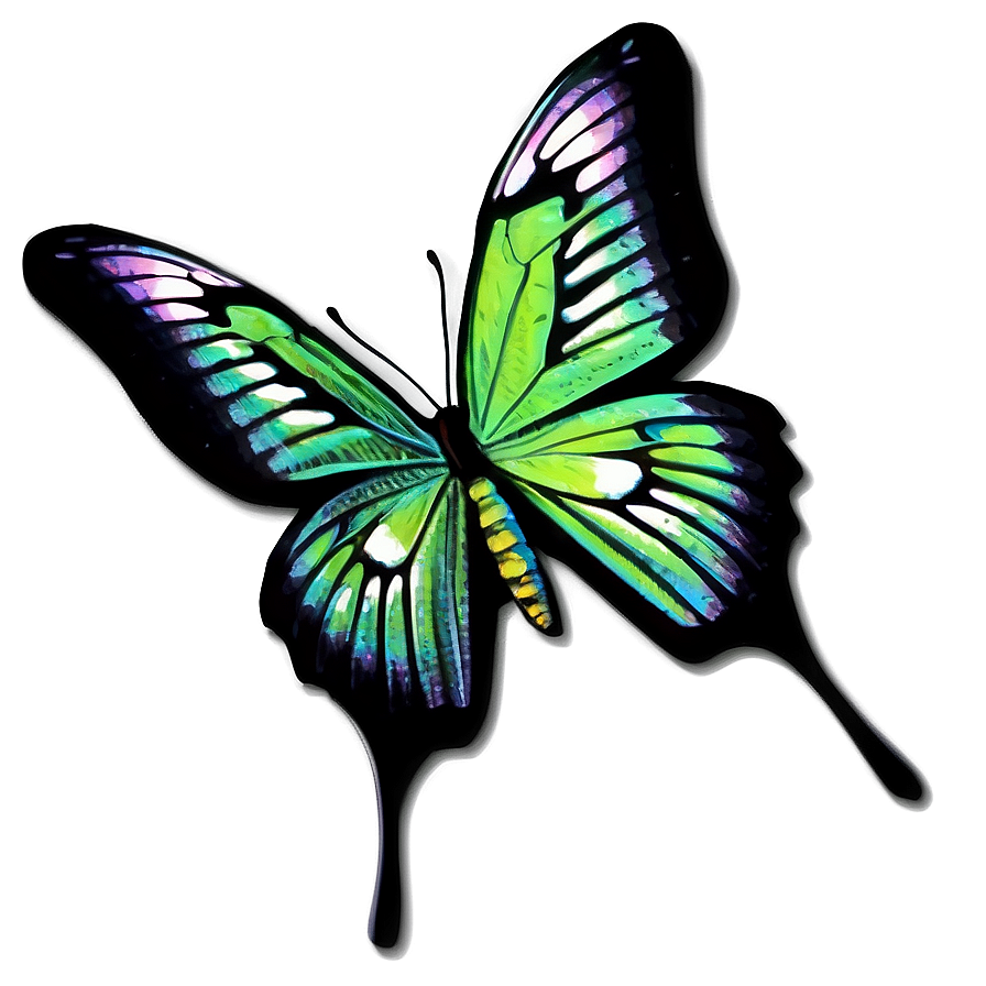 Green Butterfly On Black Background Png Cdw52 PNG image