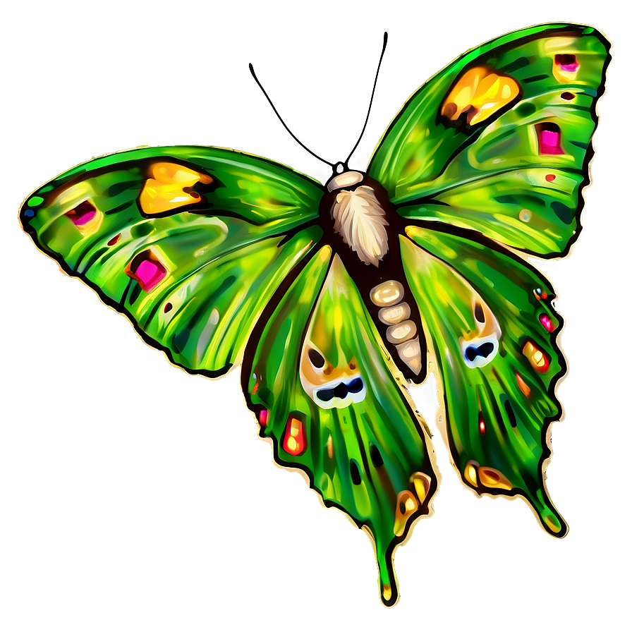 Green Butterfly On Flower Png 74 PNG image