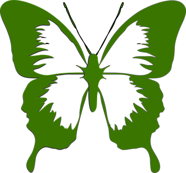 Green Butterfly Silhouette Faces PNG image