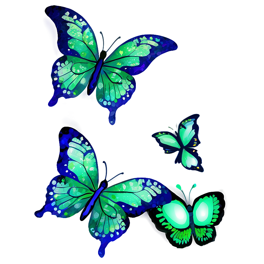 Green Butterfly With Glitter Png 06202024 PNG image