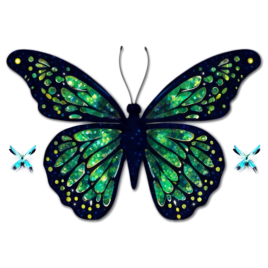 Green Butterfly With Glitter Png 49 PNG image