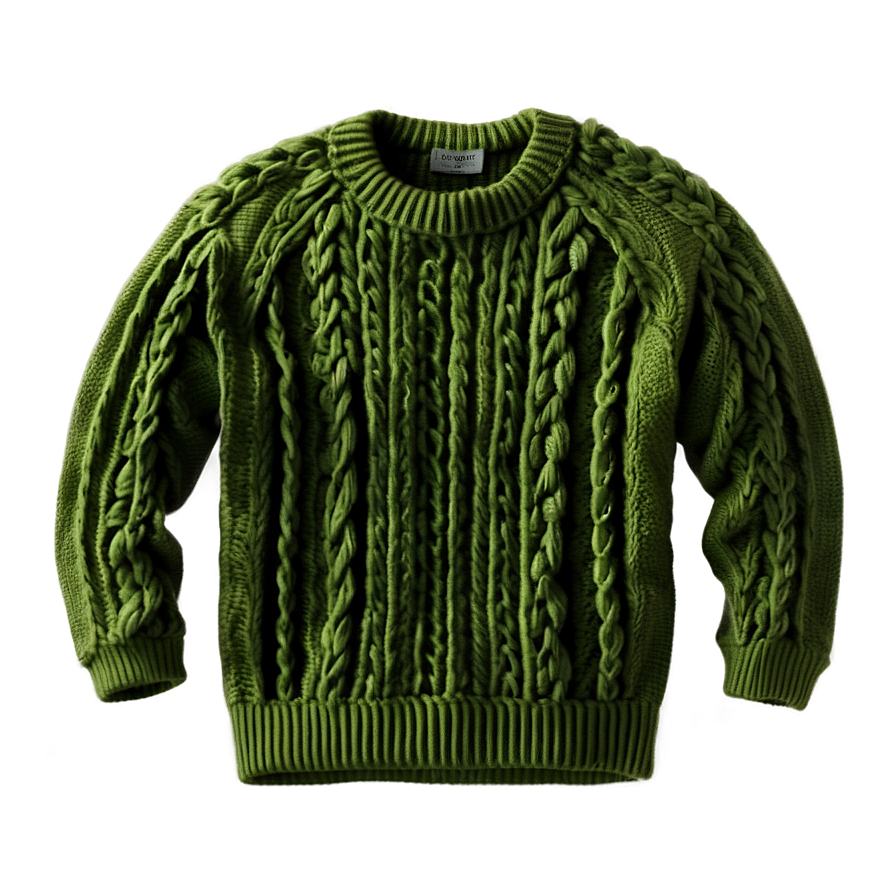 Green Cable Knit Sweater Png Umn55 PNG image