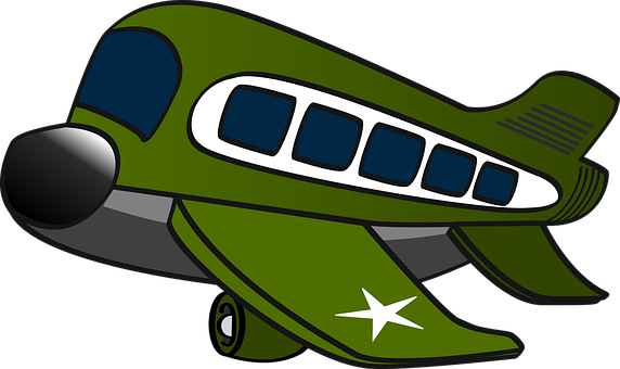 Green Cartoon Airplane PNG image