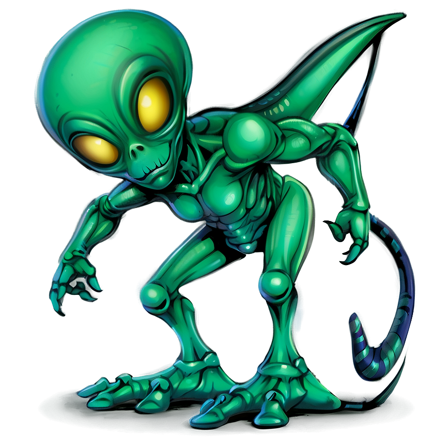 Green Cartoon Alien Png 76 PNG image