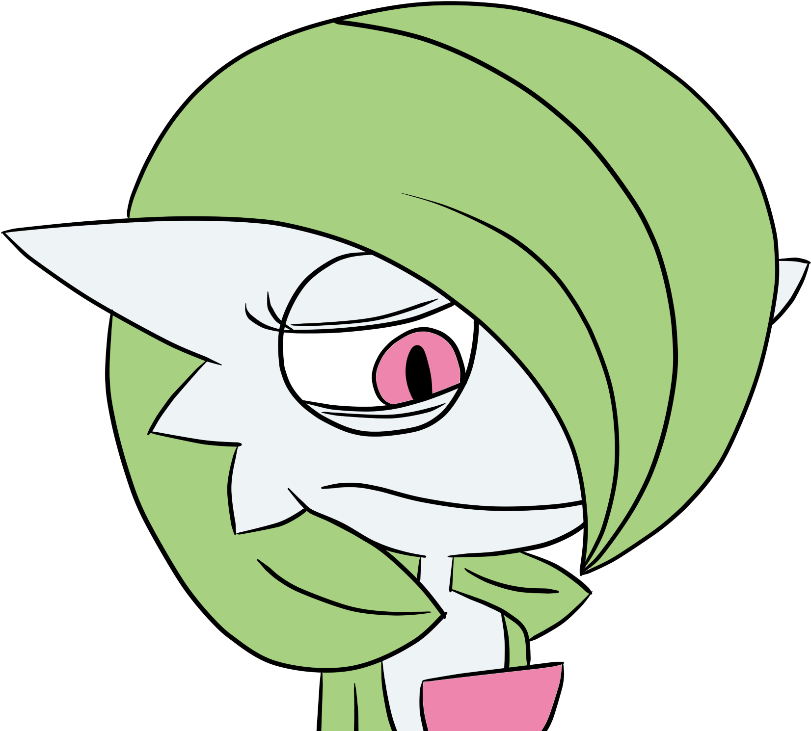 Green Cartoon Character Side Glance PNG image