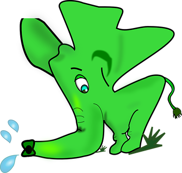 Green Cartoon Elephant PNG image