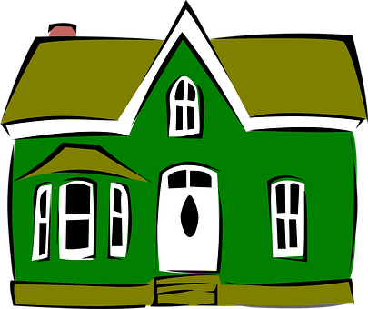 Green Cartoon House Illustration PNG image