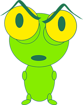 Green Cartoon Insect Character PNG image