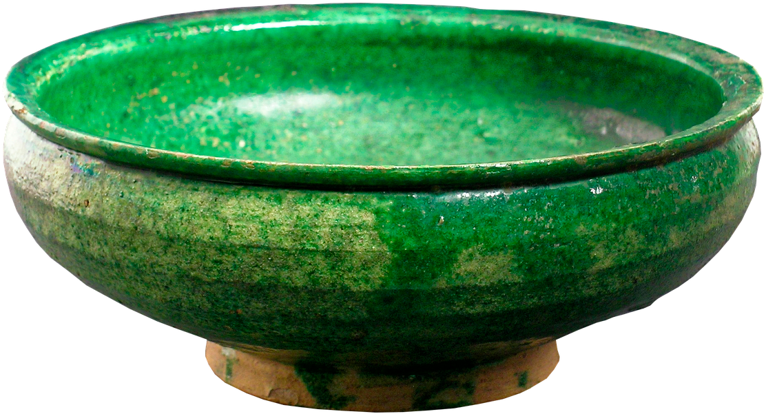 Green Ceramic Bowl Vintage PNG image