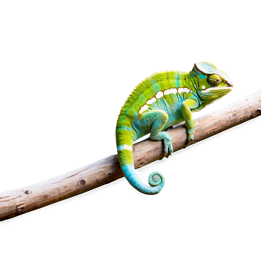 Green Chameleon On Branch Png 05062024 PNG image