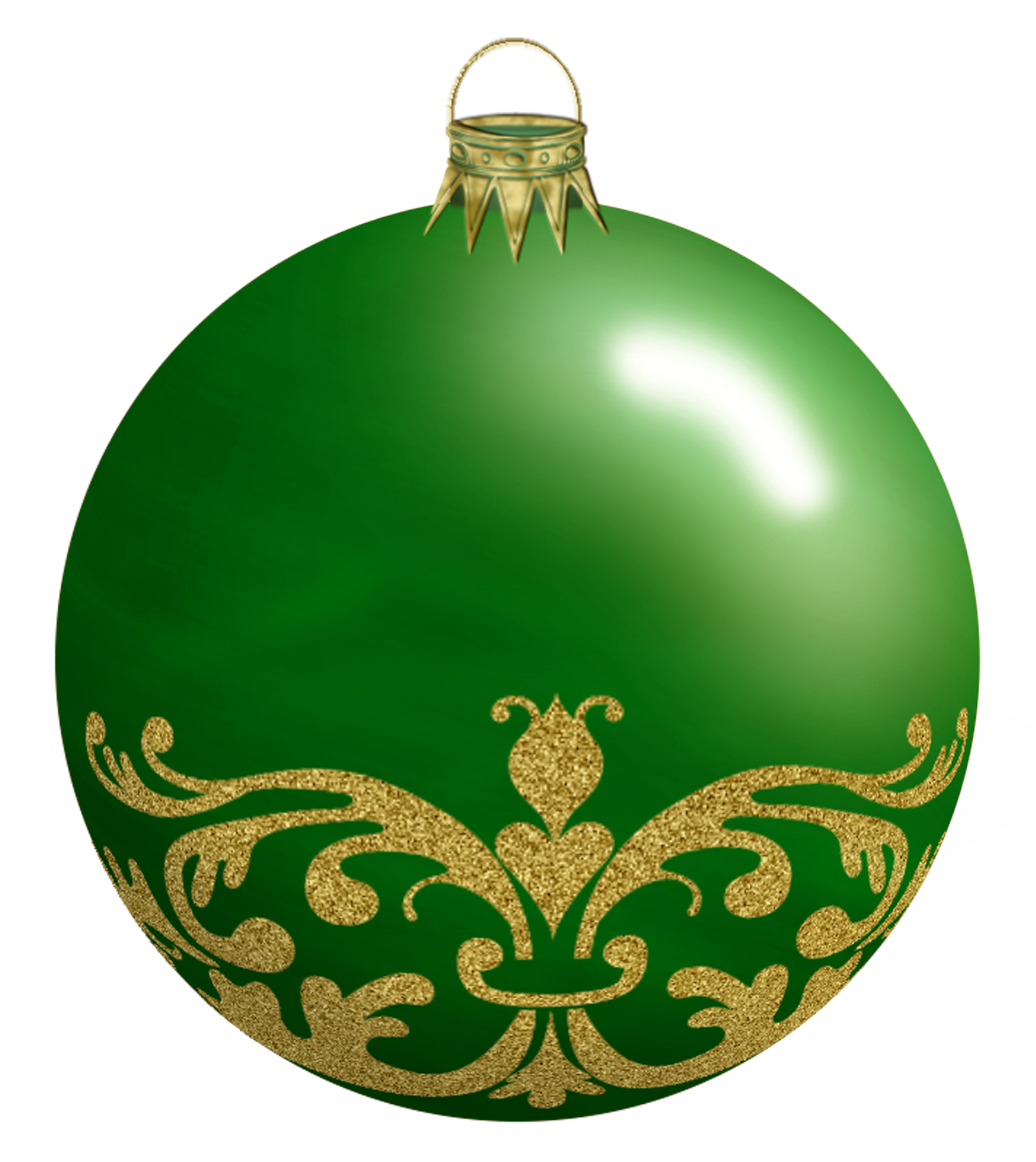 Green Christmas Ornamentwith Gold Design PNG image
