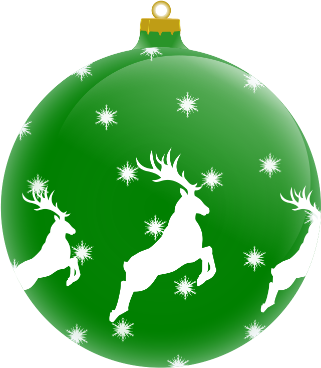 Green Christmas Ornamentwith Reindeer PNG image