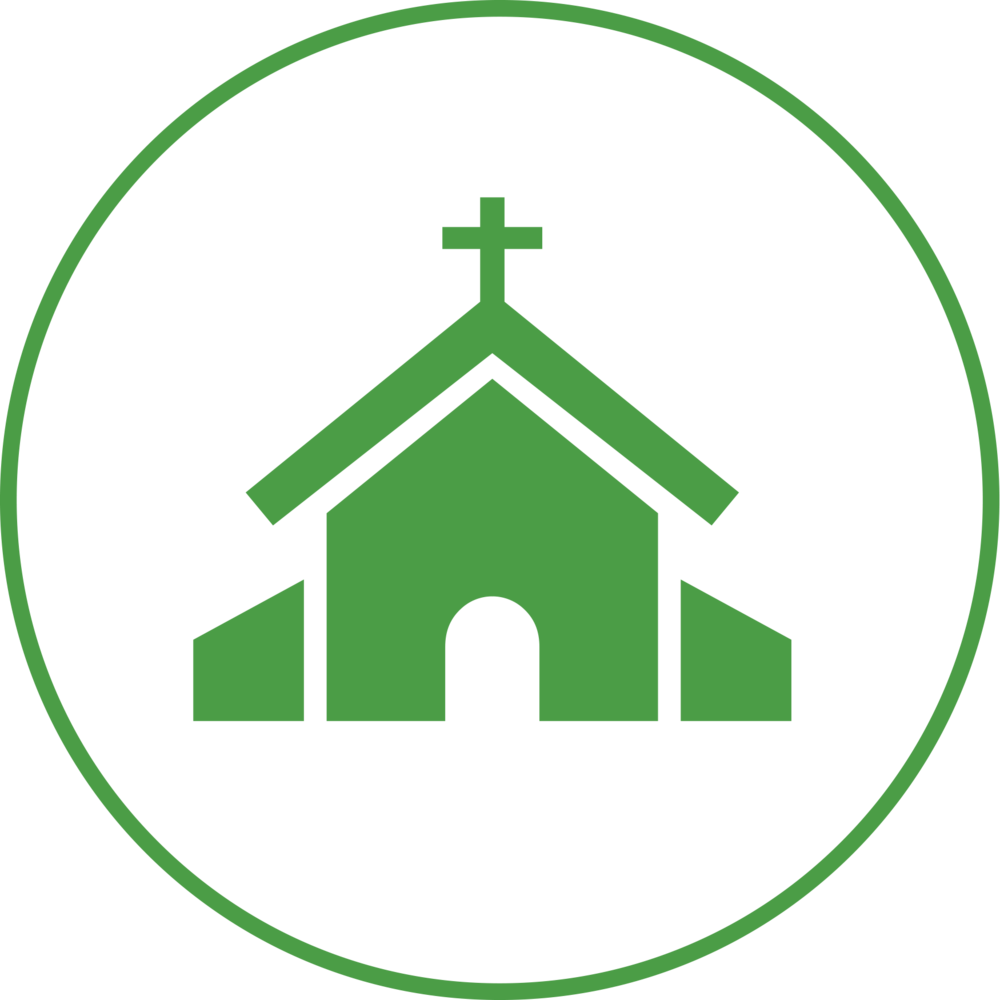 Green Church Icon Circle Background PNG image