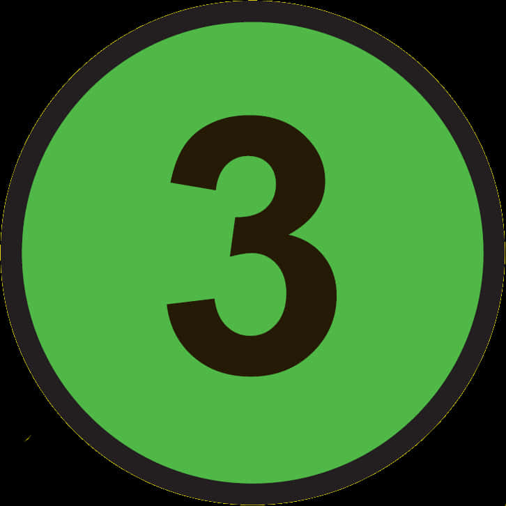 Green Circle Number3 PNG image