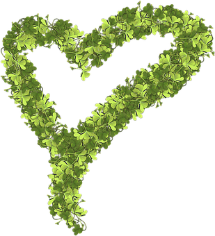 Green Clover Heart Shape PNG image