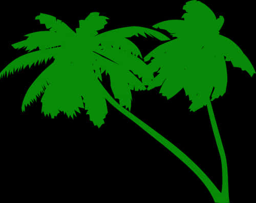 Green Coconut Trees Silhouette PNG image