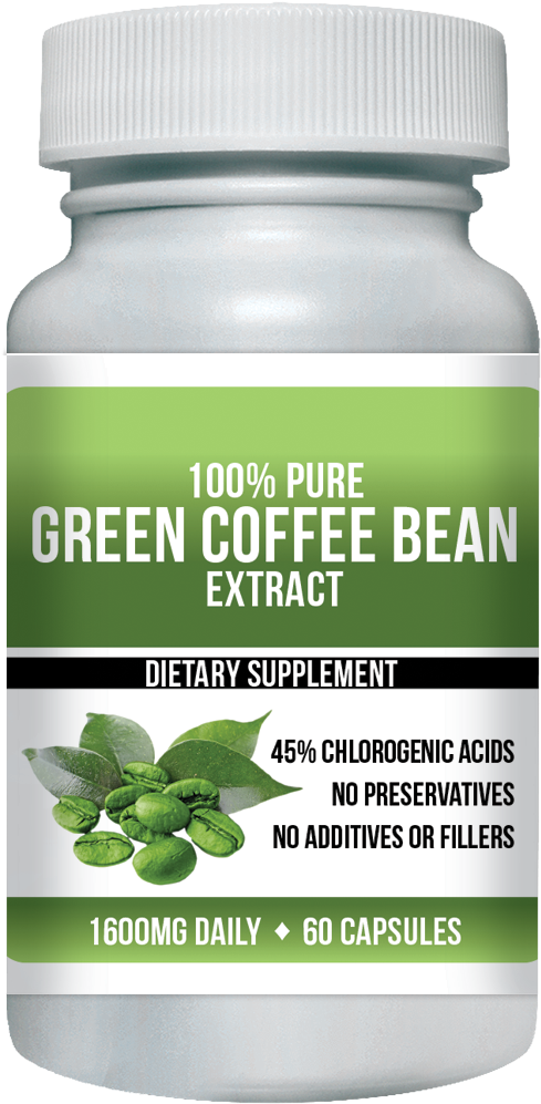 Green Coffee Bean Extract Supplement Bottle PNG image