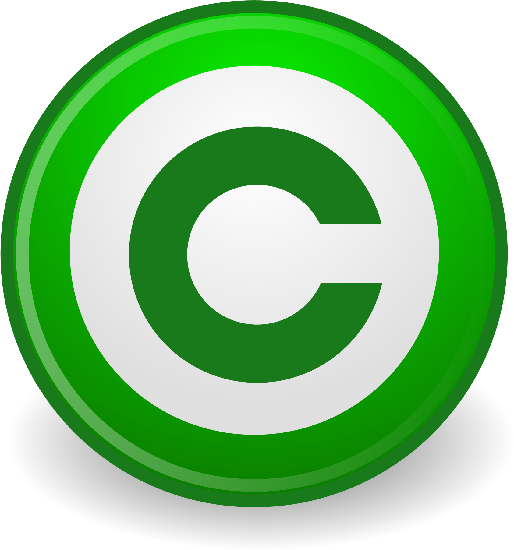 Green Copyright Symbol Button PNG image