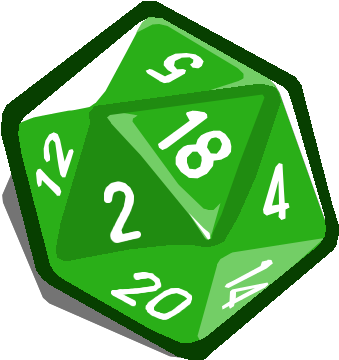 Green D20 Dice Illustration PNG image