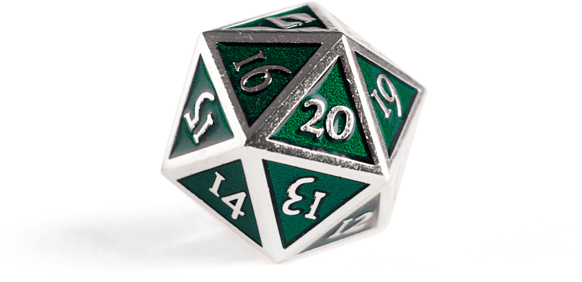 Green D20 Dice Shadow PNG image