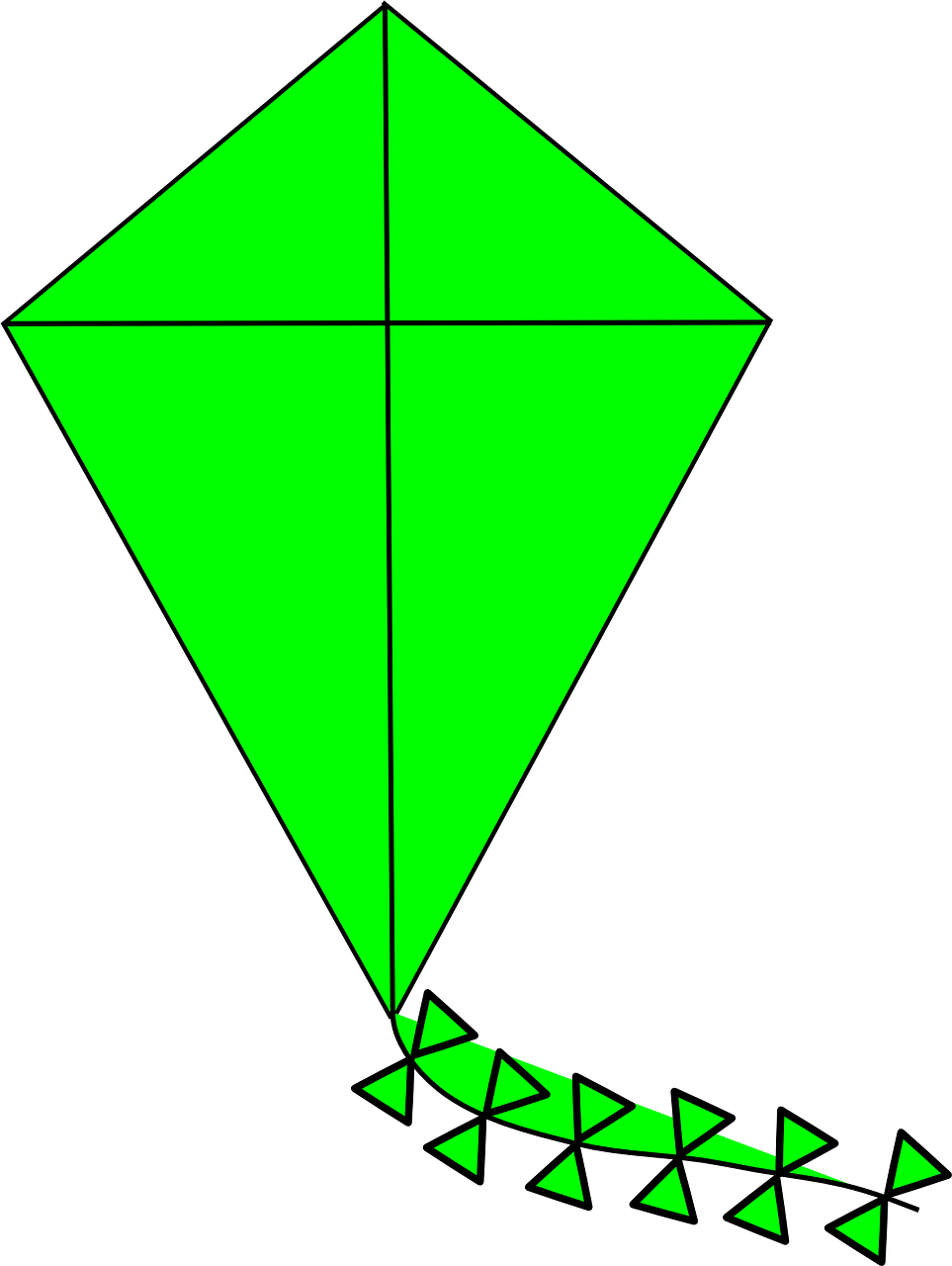 Green Diamond Kite With Tail PNG image