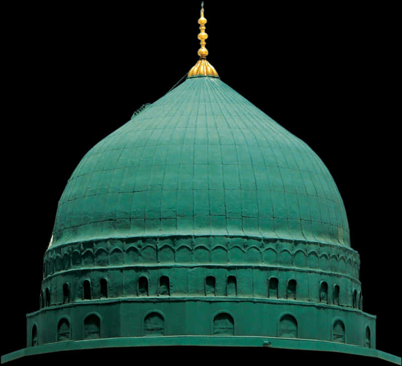 Green Domed Mosque Nighttime PNG image