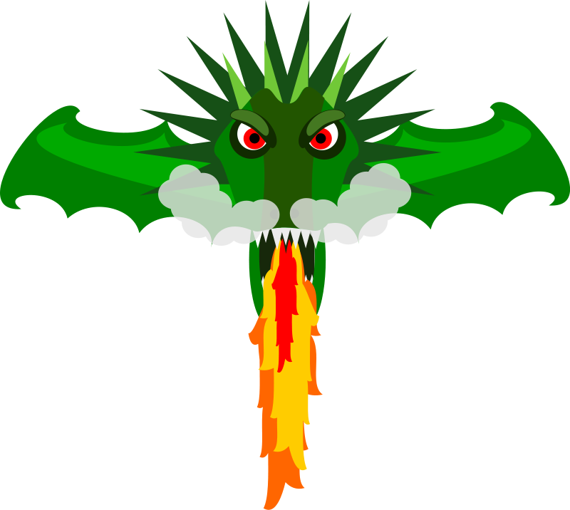 Green_ Dragon_ Breathing_ Fire_ Vector PNG image