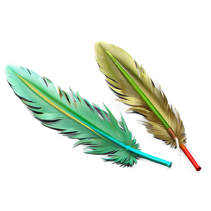 Green Feather Quill Pen Png 10 PNG image