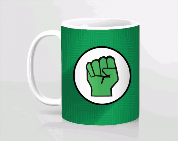 Green Fist Printed Mug PNG image