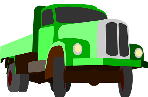 Green Flatbed Truck Illustration PNG image