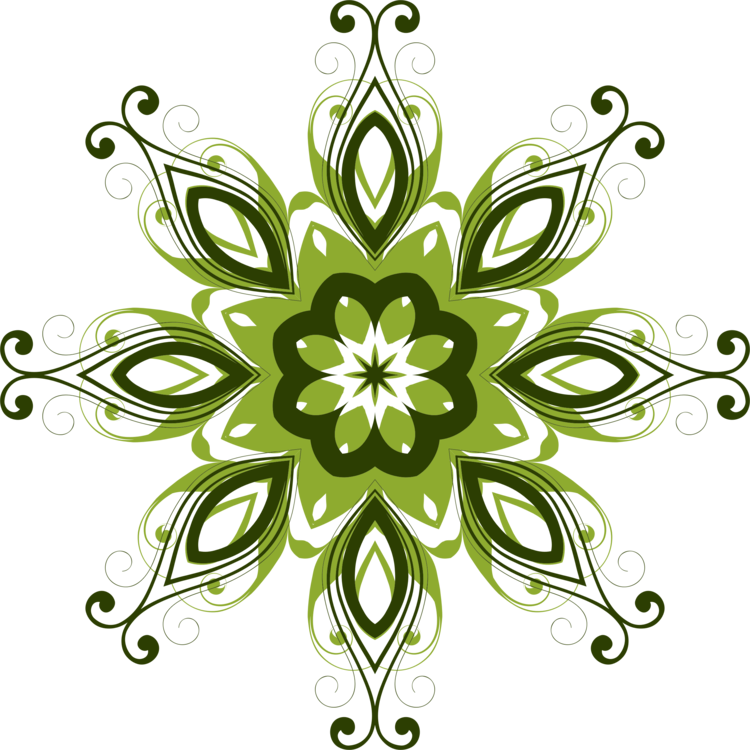 Green Floral Mandala Design PNG image