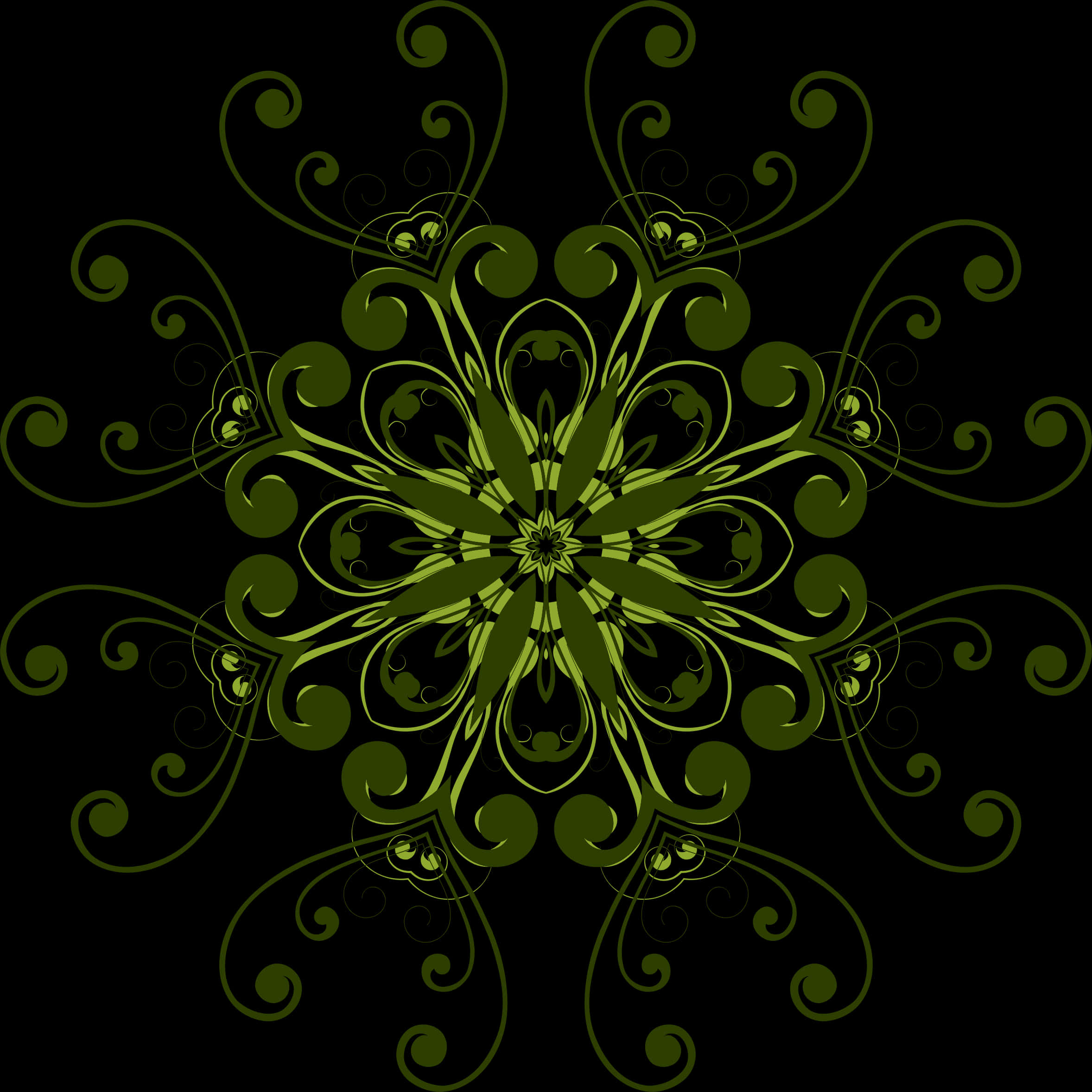 Green Floral Mandala Design PNG image