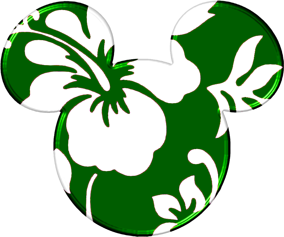 Green Floral Mickey Mouse Ears PNG image