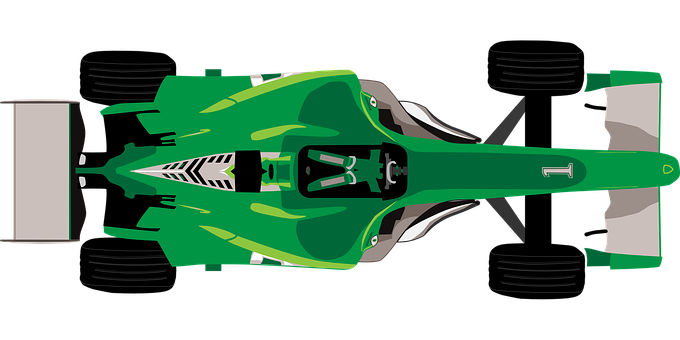 Green Formula Racecar Top View PNG image