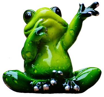 Green Frog Figurine Shiny Surface PNG image