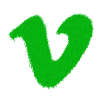 Green Furry Letter V PNG image