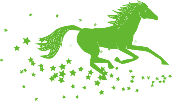 Green Galaxy Horse Illustration PNG image