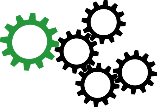 Green Gear Iconon Black Background PNG image