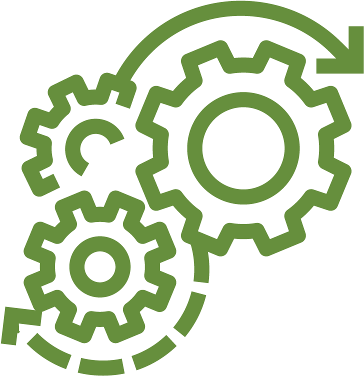 Green Gears Iconon Blue Background PNG image