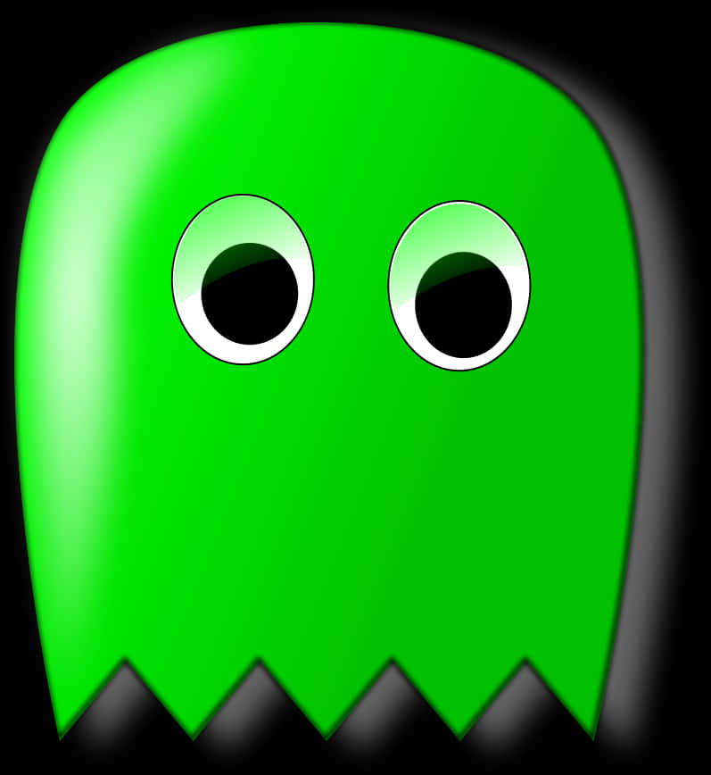 Green Ghost Pacman Character PNG image