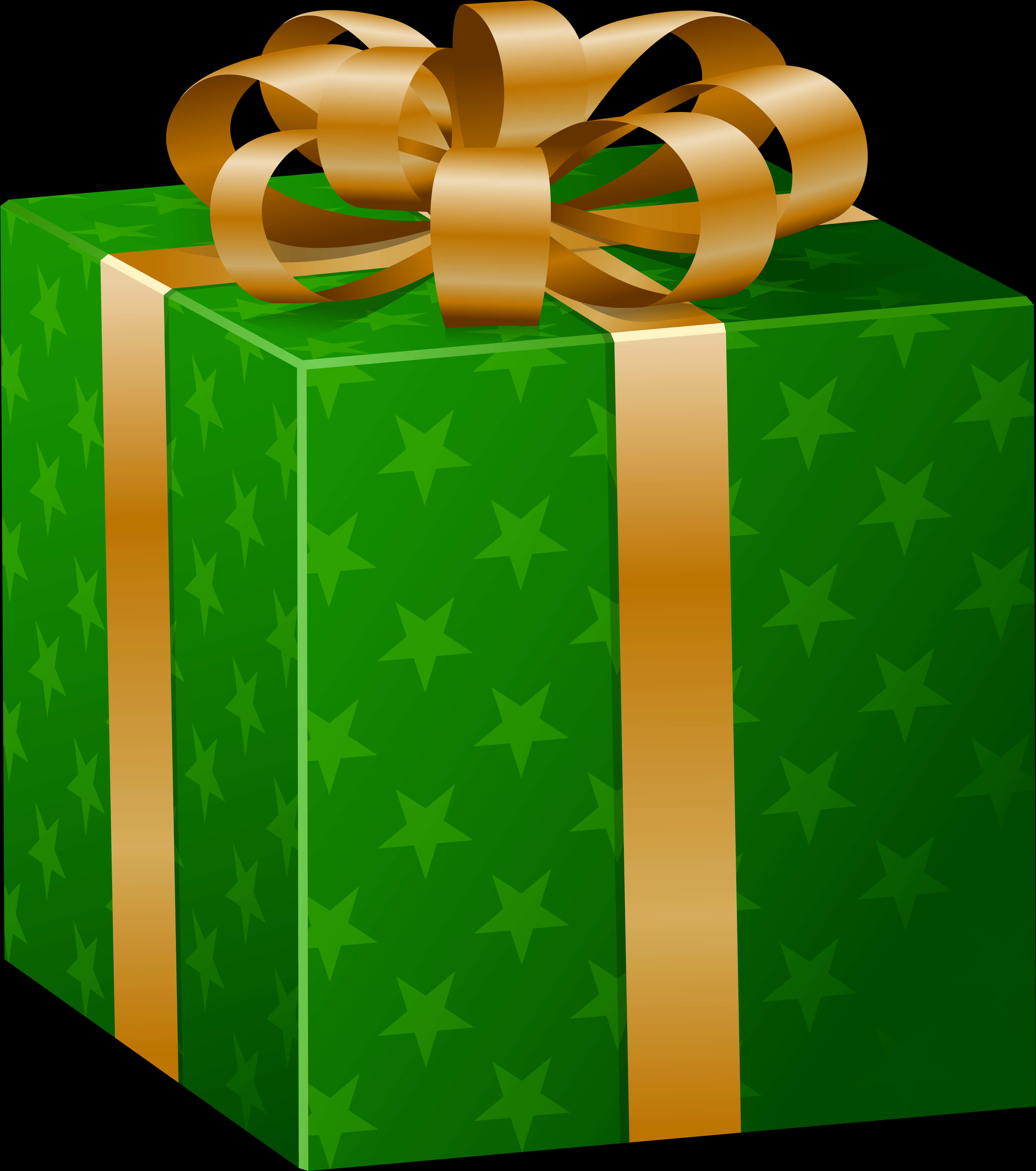 Green Gift Boxwith Golden Ribbon PNG image