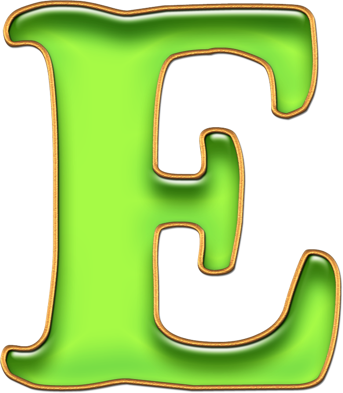 Green Glossy Letter E PNG image